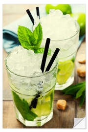 Selvklebende plakat Mojito cocktail with ingredients