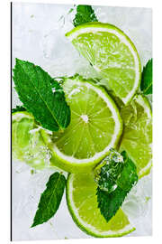 Aluminiumsbilde lime slices with ice and peppermint leaves