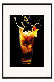 Gerahmter Kunstdruck Cuba Libre Cocktail mit Spritzer