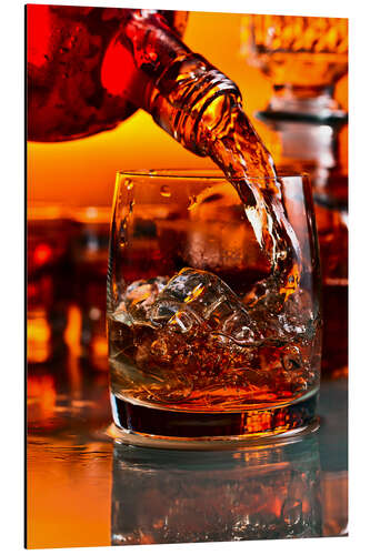 Aluminium print whiskey and ice