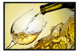 Gerahmter Kunstdruck Weißwein im Weinglas