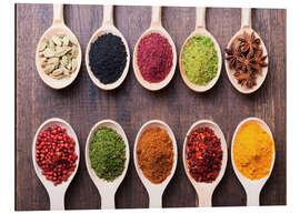 Magnettafel Gewürz-Pulver in Holzlöffeln