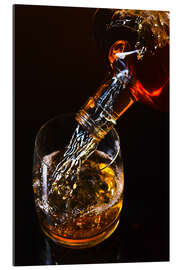 Gallery print whiskey and ice on a glass table