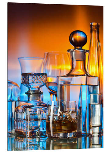 Gallery print Alcoholic drinks on glass table