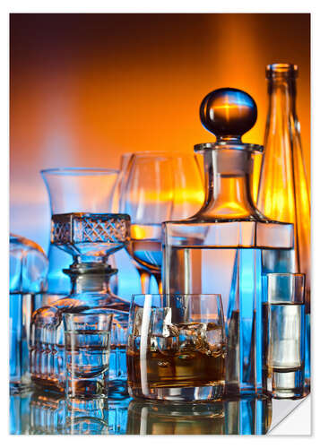 Autocolante decorativo Alcoholic drinks on glass table