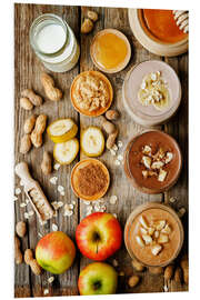 Foam board print peanut butter smoothie with chocolate, apples, banana and oats