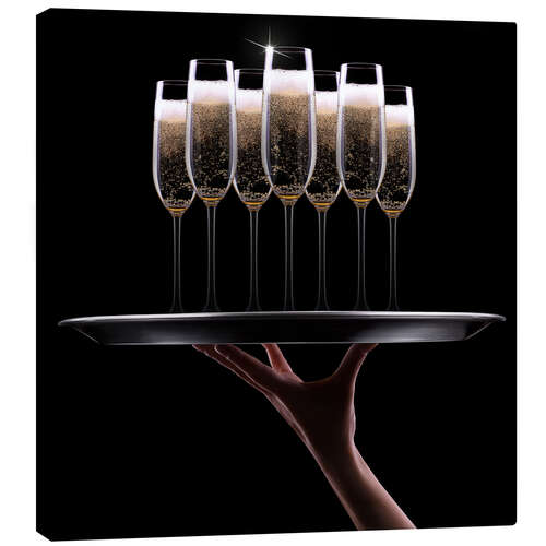 Canvas print Tray of Champagne