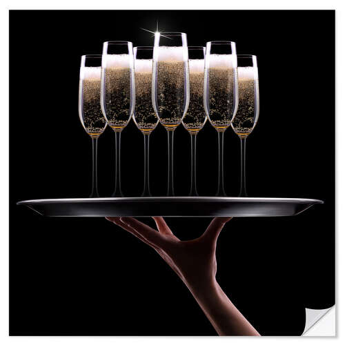 Muursticker hand with champagne