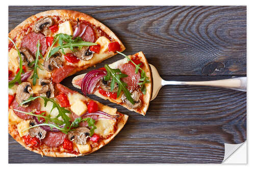 Wandsticker Pizza mit Salami und Rucola