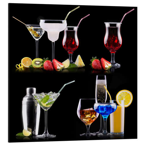 Aluminium print different alcohol drinks