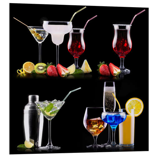 Foam board print different alcohol drinks