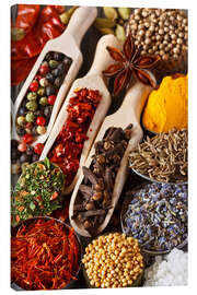 Lærredsbillede  Farverige aromatiske krydderier og urter
