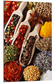 Magnettafel Bunte aromatische Gewürze und Kräuter