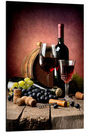 Magnettafel Rotwein mit Trauben und Korken