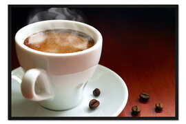 Gerahmter Kunstdruck Tasse heißer Kaffee