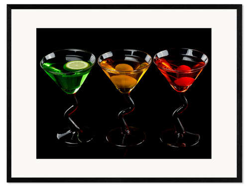 Gerahmter Kunstdruck Gläser mit Cocktail Drinks