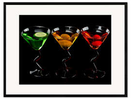 Ingelijste kunstdruk Glasses Of Cocktail Drinks