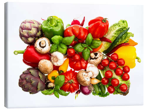 Canvas print fresh vegetables and herbs on white