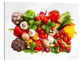 Gallery print fresh vegetables and herbs on white