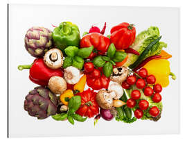 Magnettafel frisches Gemüse und Kräuter auf Weiß