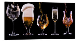 Tableau en verre acrylique  Boissons alcoolisées sur un fond noir