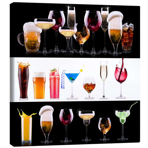 Canvas print drinks - beer, wine, cocktail, juice, champagne, scotch, soda