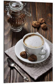 Aluminium print Cup of Coffee with Cookies