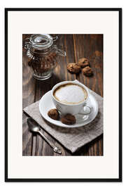 Gerahmter Kunstdruck Tasse Kaffee mit Plätzchen