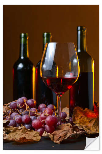 Vinilo para la pared Vino tinto con uvas