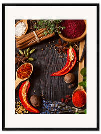 Impression artistique encadrée Épices et herbes aromatiques