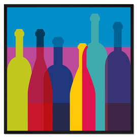 Gerahmter Kunstdruck Weinflaschen