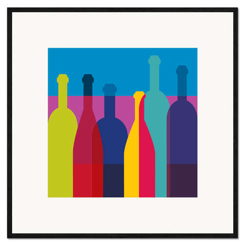 Ingelijste kunstdruk Wine bottles