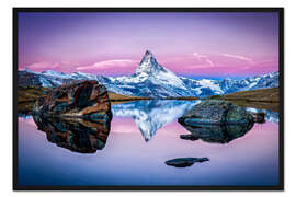 Gerahmter Kunstdruck Stellisee und Matterhorn in den Schweizer Alpen