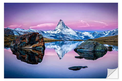 Wandsticker Stellisee und Matterhorn in den Schweizer Alpen