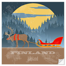 Selvklæbende plakat Finland - Lapland