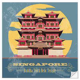 Wandsticker Singapur - Zahn-des-Buddha-Tempel