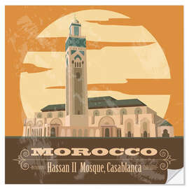 Selvklebende plakat Morocco - Hassan II Mosque