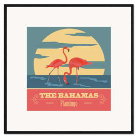 Plakat artystyczny premium w ramie The Bahamas - Flamingo