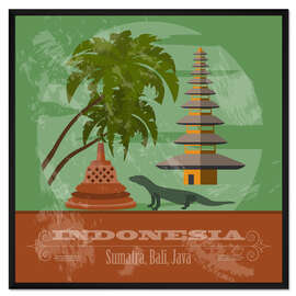 Gerahmter Kunstdruck Indonesien - Sumatra, Bali, Java