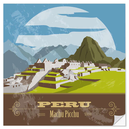 Selvklebende plakat Peru - Machu Picchu