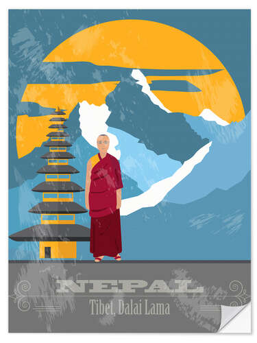 Wandsticker Nepal - Tibet, Dalai Lama