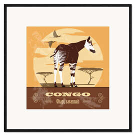 Gerahmter Kunstdruck Kongo - Okapi