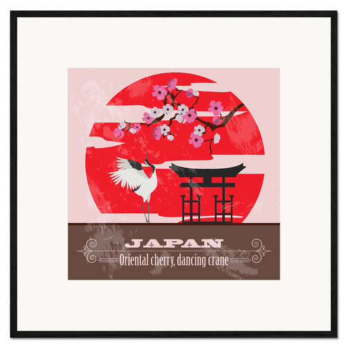 Stampa artistica con cornice Japan - Cherry & Crane