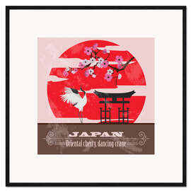 Plakat artystyczny premium w ramie Japan - Cherry &amp; Crane