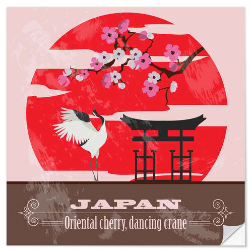 Wall sticker Japan - Cherry & Crane