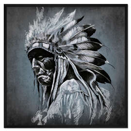 Gerahmter Kunstdruck Alter Häuptling