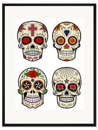 Gerahmter Kunstdruck Totenköpfe Mexiko