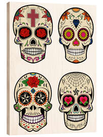 Wood print Mexico Skulls