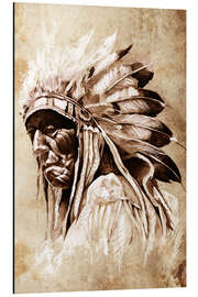 Magnettafel Betagter Native mit Federschmuck