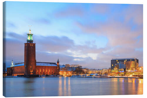 Canvas-taulu Stockholm City Hall at dusk